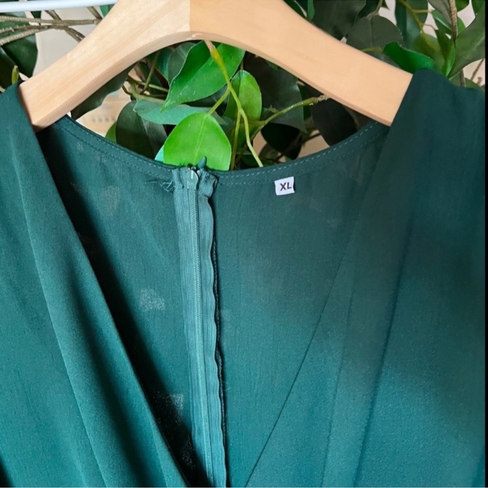 Green Ruffled Wrap Mini Dress - Picture 2 of 3